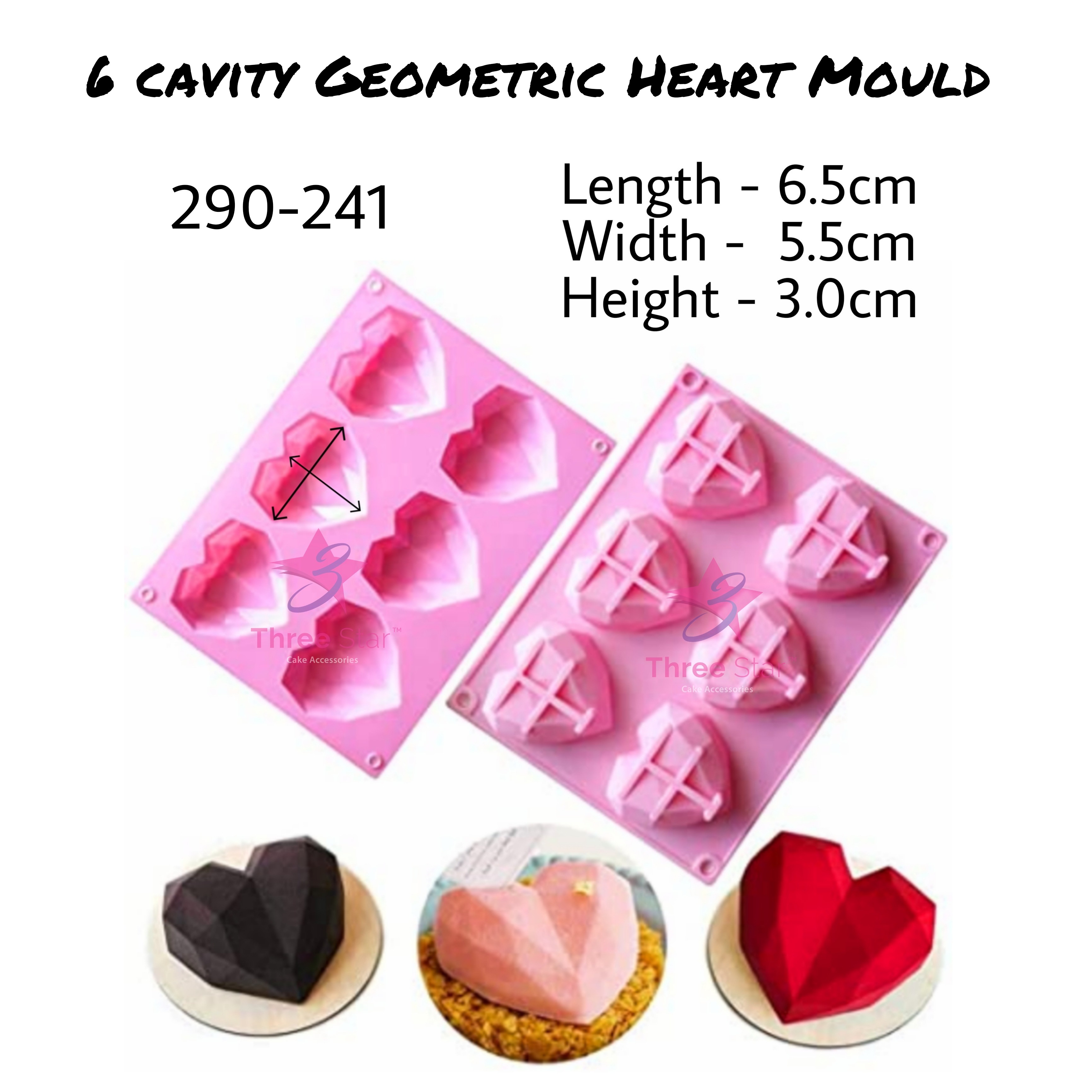 6 Cavity Geometric Heart Mould 241